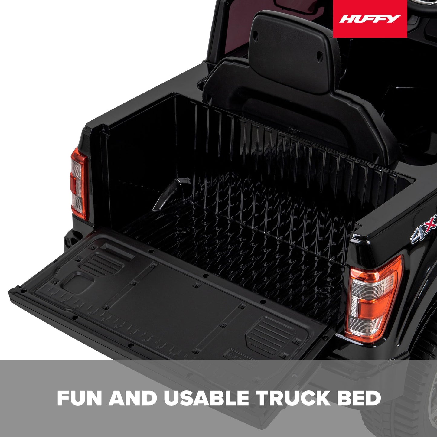 Huffy Ford F150 Platinum Black 6V Kids Ride On Truck, Real Led Headlights And Sounds, Ages 2-7, Max Weight 65Lbs, 2.5Mph Speed, Forward And Reverse, Large Durable Tires, Simple Wall Charging