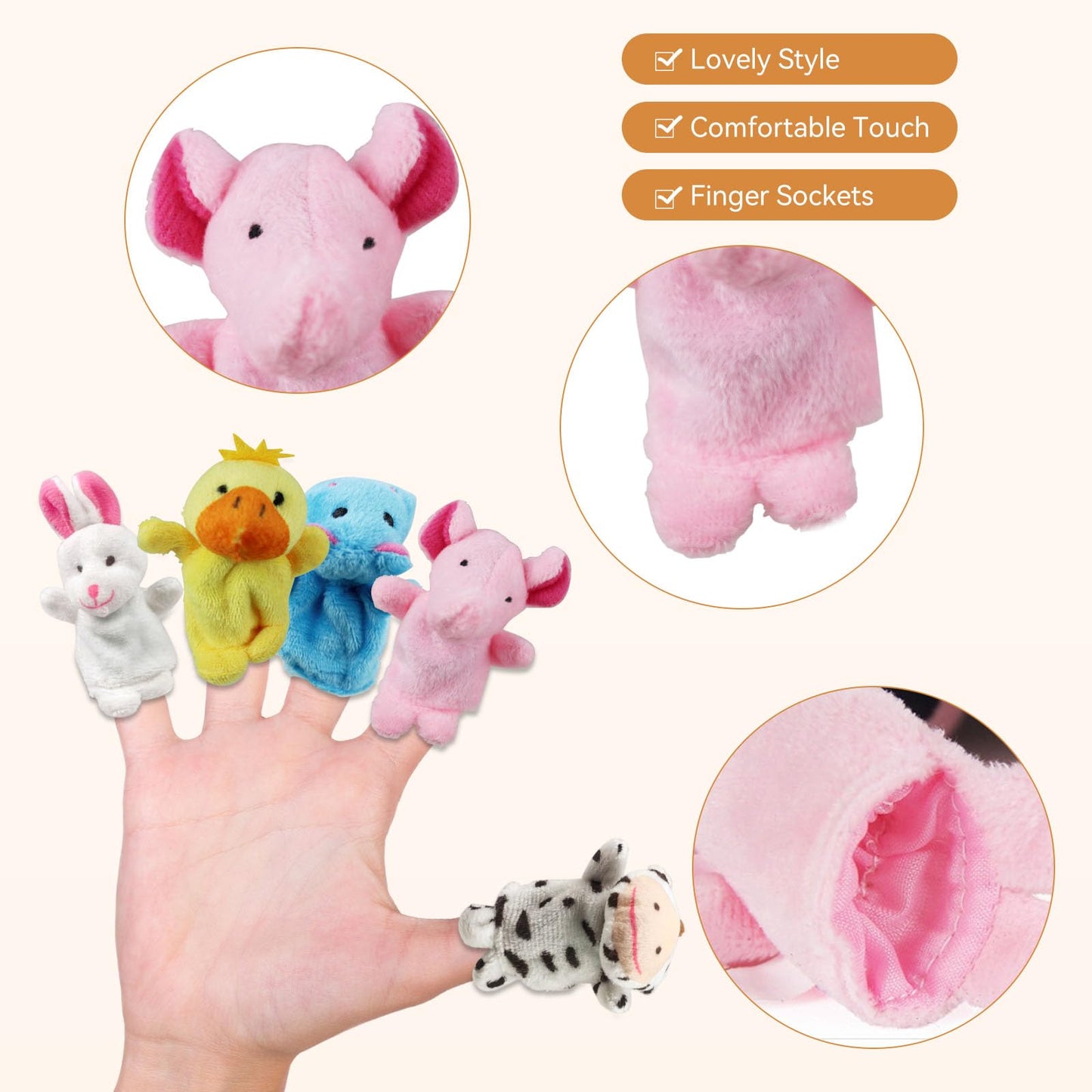 5 Pcs Finger Puppets For Kids Toddlers Ages 1-3 3-5 4-8, Mini Plush Animals Baby Finger Puppet Toys, Puppet Show Theater Props,