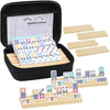 Mexican Train Dominoes Set With 8 Wooden Trays/Racks, Double 12 Dominos Travel Set With 8 Domino Tiles Holders, 91 Tiles Double 12 Colored Dominoes Game Set With Portable Case For Families Kids