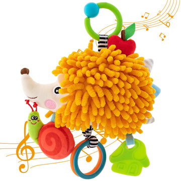 Caloogn Car Seat Toys For Babies 0-6 Months,Stroller Crib Plush Toys For Babies,Carseat Toys Hanging And Infant Musical Toys To 