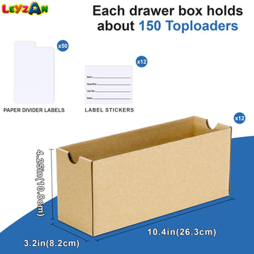 Leyzan Card Storage Box for Toploader  12  600 Count Cardboard Trading Card Organizer Box with Dividers for Sports TCG Mtg  brown