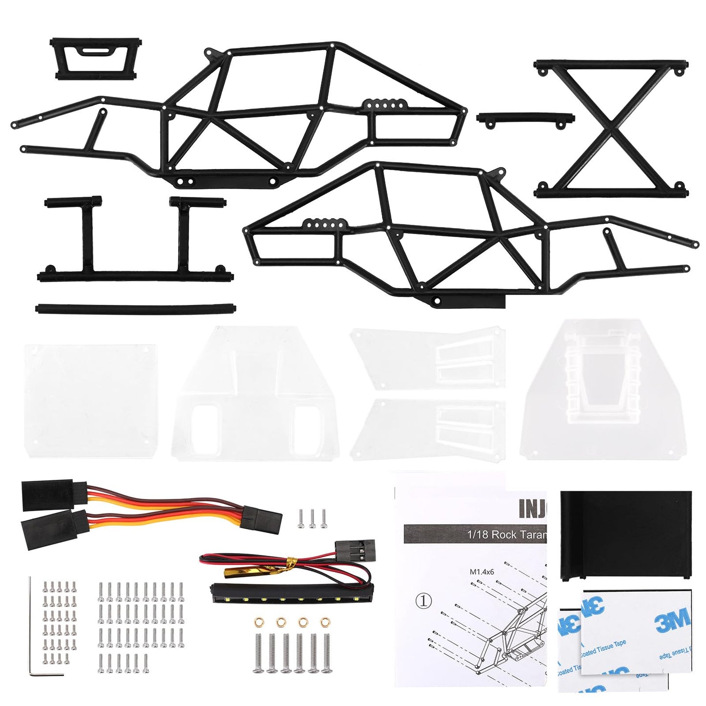 INJORA Rock Tarantula Nylon Buggy Body Shell Chassis Kit for TRX4M 1/18 RC Crawler Upgrade(Clear)