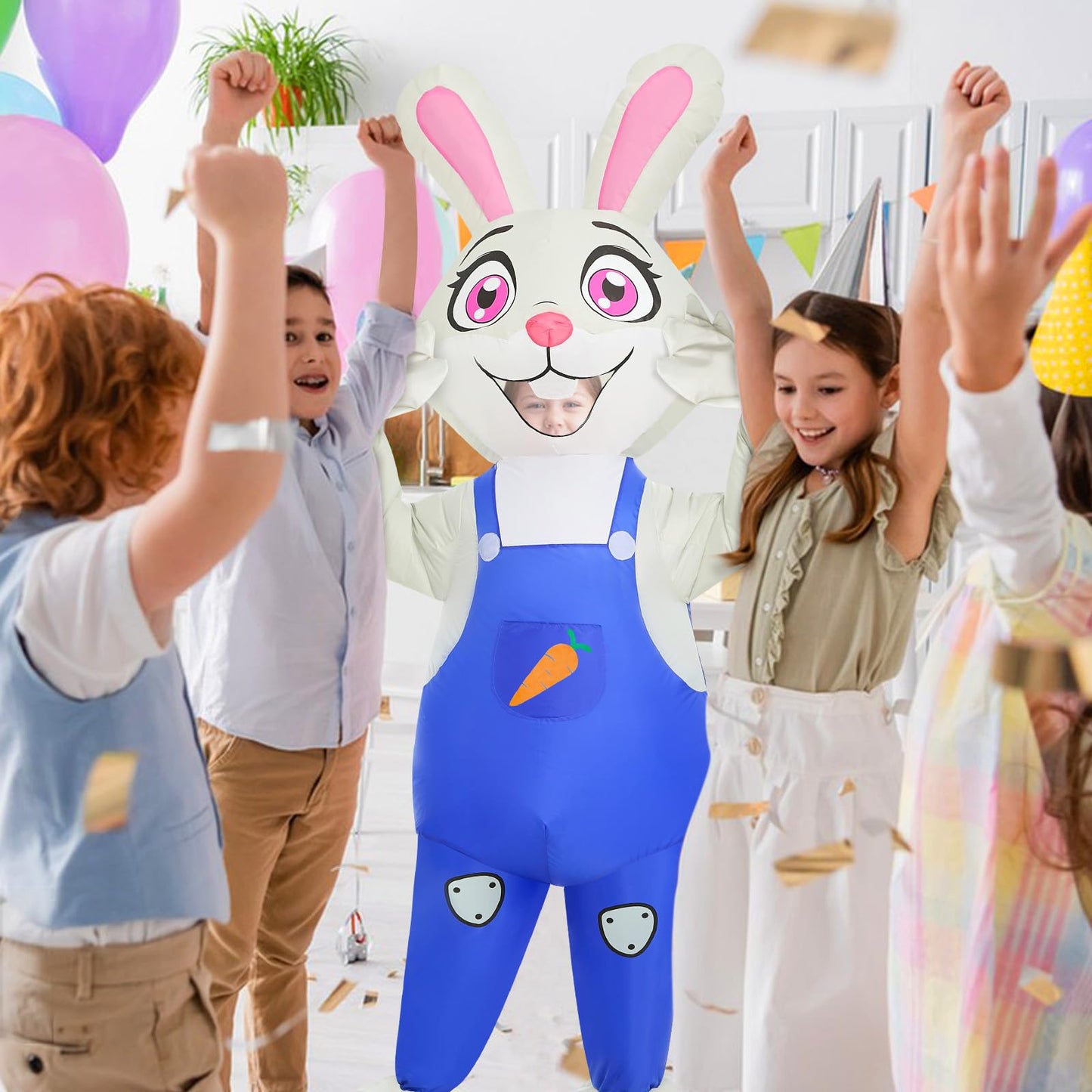 Xyjkidses Inflatable Bunny Costume For Kids Easter Bunny Costumes Kid Rabbit Blow Up Costume For Cosplay Party (Kid Bunny Costum