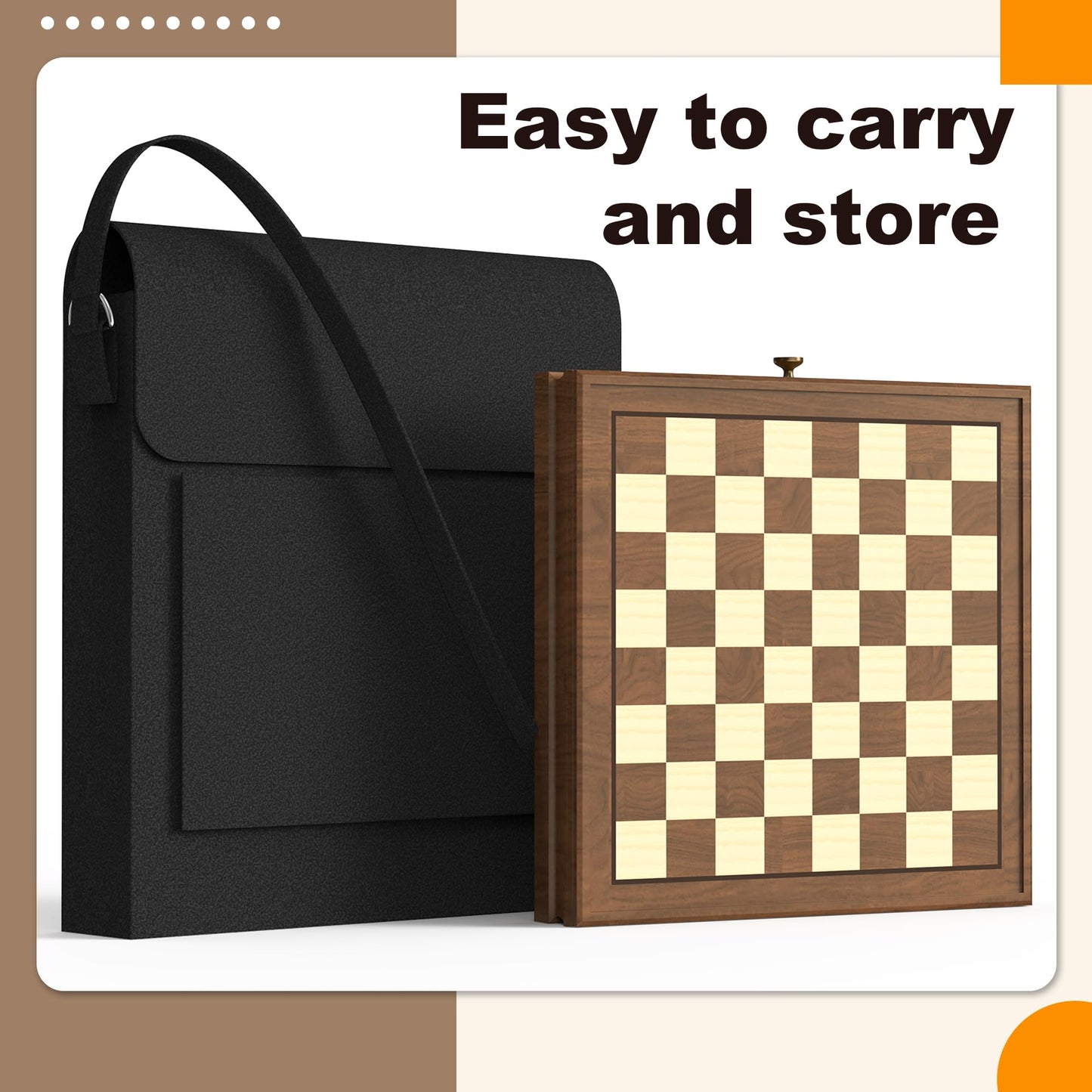 enhanced Natural Walnut 13 x 13 Magnetic Wooden Chess Set with 1 Built-in Storage Drawers - 2 Bonus Extra Queens - 24 Checkers Pieces - Staunton Chess Pieces  Board Games Chess Sets