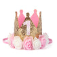 Charmory 1st Birthday Crown for Girls, Princess Party Hat with Floral Design, Baby Girl First Birthday Headband, Soft Sparkling 