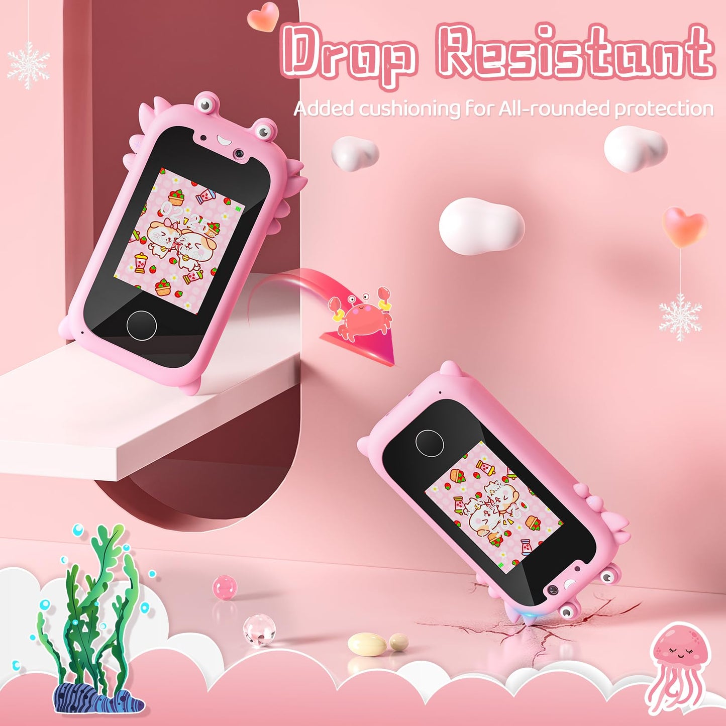 Kids Smart Phone for Girls, Toddler Toys for 3-10, Touchscreen HD Dual Camera Kids Toys Phone for with Music Player, Games, 16GB