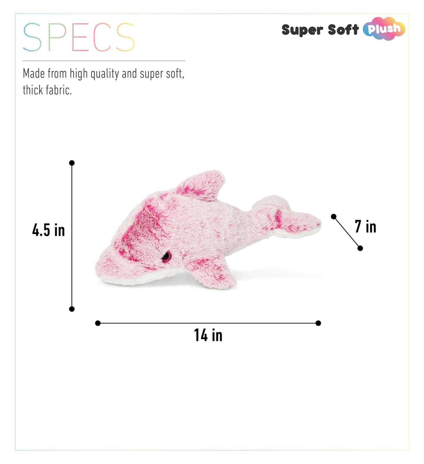 Puzzled DolliBu Pink Dolphin Super Soft Stuffed Animal  Cute Realistic Stuffed Animals for Girls. Boys and mature-themeds Animal Gifts  Kids Ocean Life Nursery D?cor for Newborn - 14 inch