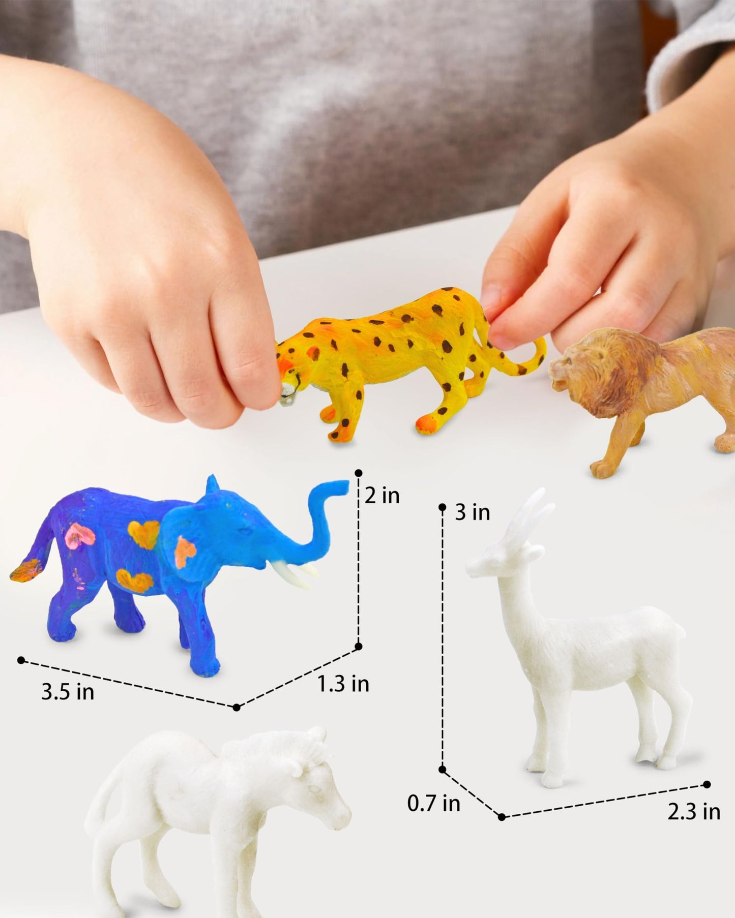 Vileafy Safari Animal Painting Craft Kits for Kids Ages 4-8 - 12 Paintable Animal Figures with Brushes & Palettes - Fun DIY Arts