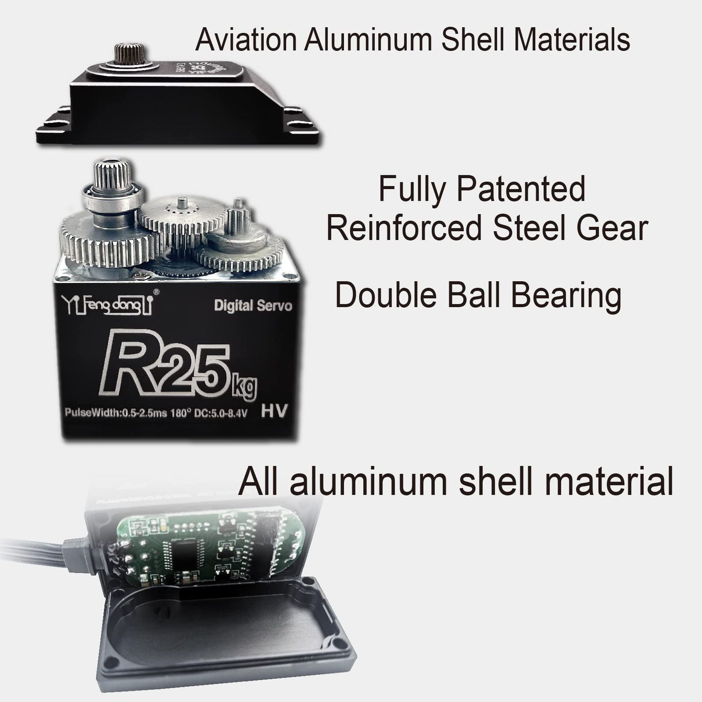 Waterproof Steering-RC-Servo High 180 Degrees-Torque-Programmable - Full Metal Gear Digital Brushed Servo for 1/8 1/10 RC Models