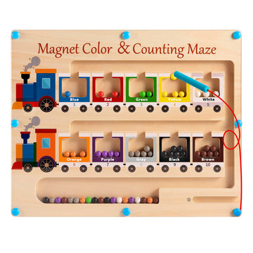 Magnetic Color And Number Maze Board Wooden Montessori Fine Motor Skills Toys For 2 3 Year Old Preschool Learning Activities Classroom Must Haves Sorting Travel Toys For Toddlers 1-3 2-4 Boys Girls