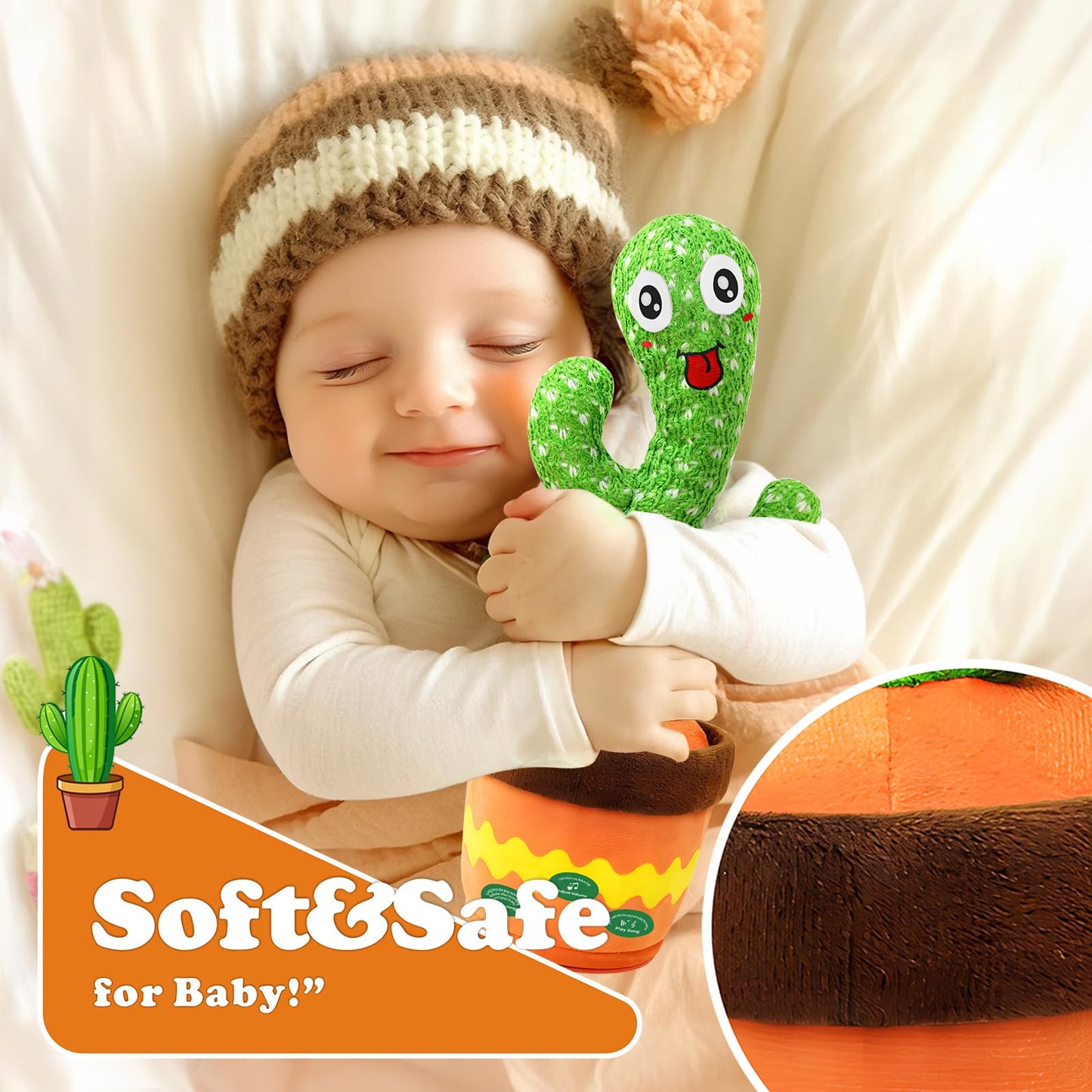 Ymltp Talking And Dancing Cactus Toy, Mimics Sounds, Plays 120 English Nursery Songs, Usb Rechargeable, Soft Plush, Led Lights,