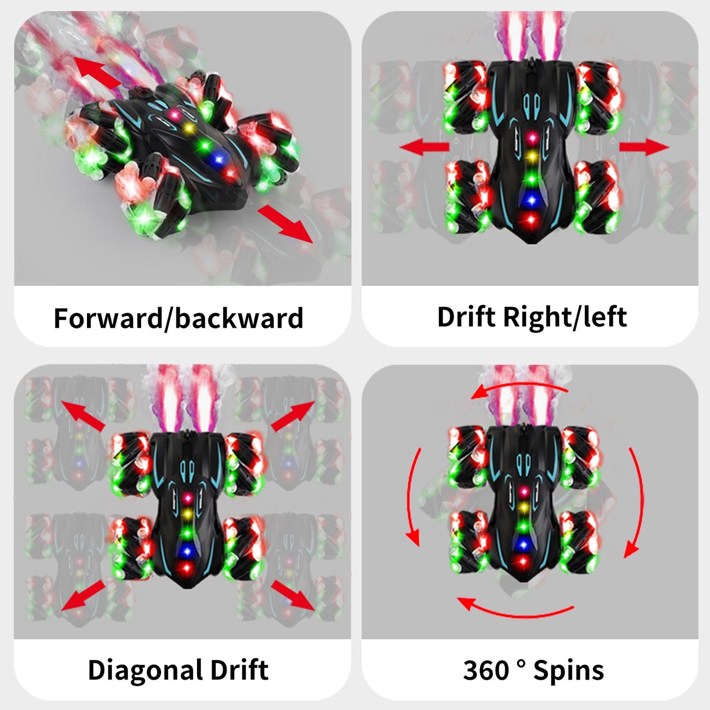 Zokugar Upgraded Gesture Sensing RC Stunt Car,360 Spins Double-Sided Hand Controlled RC Car Spray Watch Remote Control Car with