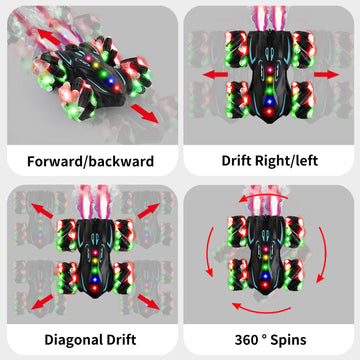 Zokugar Upgraded Gesture Sensing RC Stunt Car,360 Spins Double-Sided Hand Controlled RC Car Spray Watch Remote Control Car with