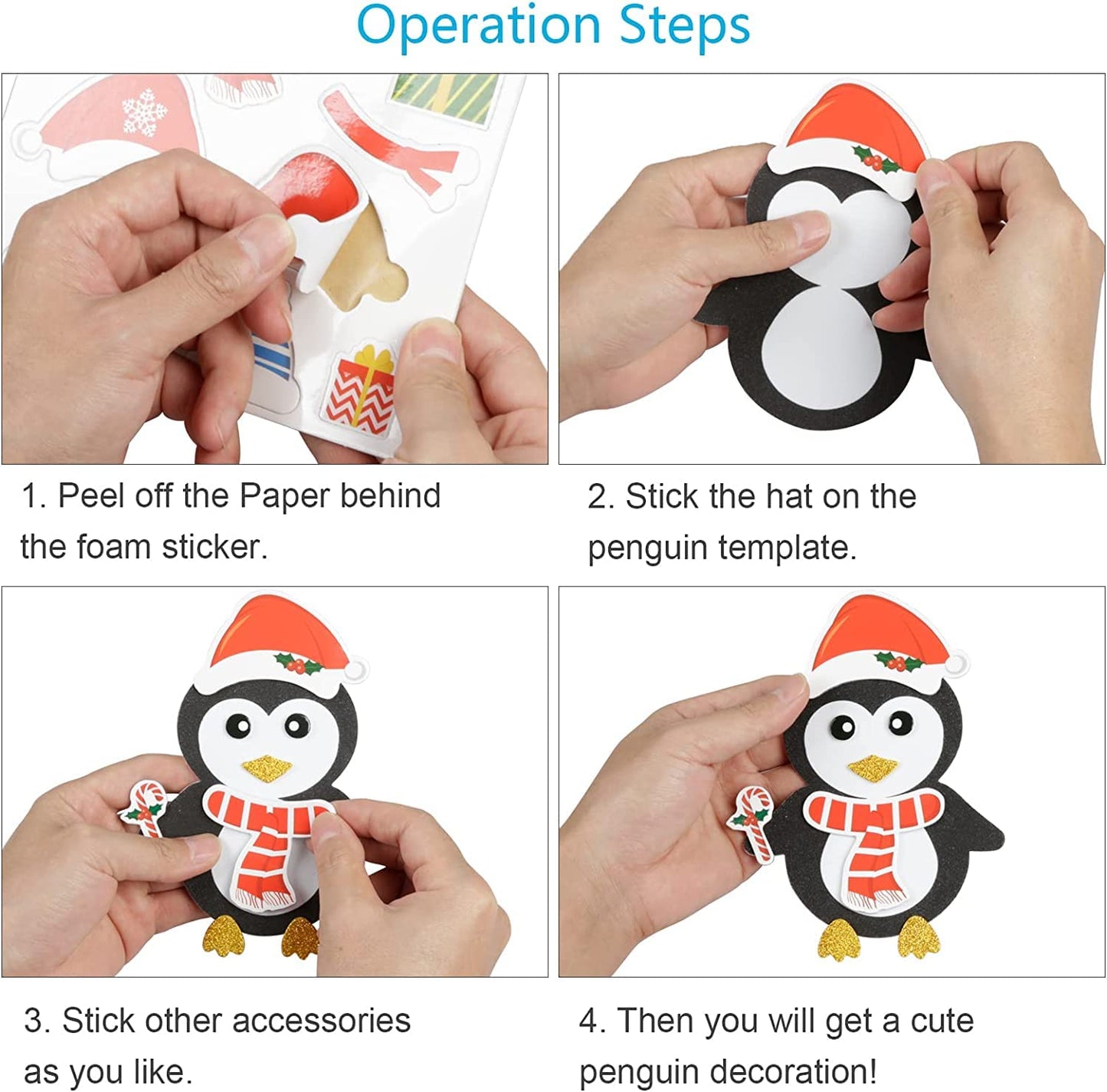 Fennoral 12 Pack Christmas Crafts For Kids Christmas Foam Stickers With Snowman Penguin Santa Claus Elf Gingerbread Man Reindeer