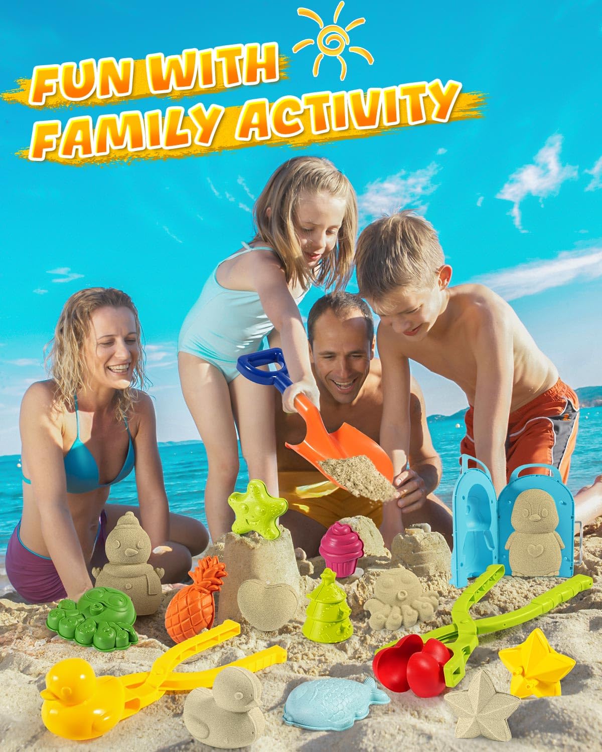 Lqyoyz Beach Toys Set For Kids- 18Pack Sand Toys For Toddler 3-10, With Shovels, Mesh Bag & Sand Molds, Travel Beach Sandbox Toy