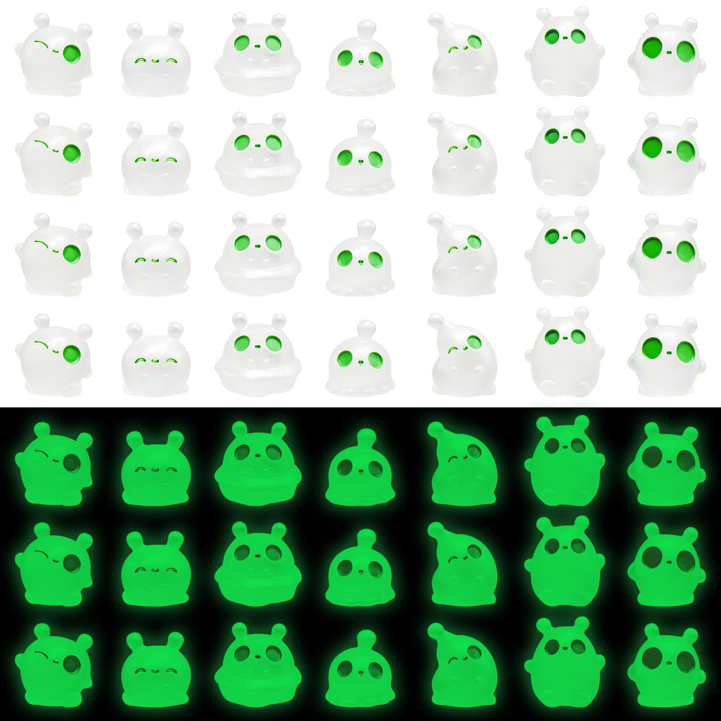 WOZADU 49 PCS Luminous Mini Resin Elves Figurines for Dollhouse Decoration Tiny Resin Ghost Miniature Things for Fairy Garden Micro Landscaping Decoration Cake Toppers Decor