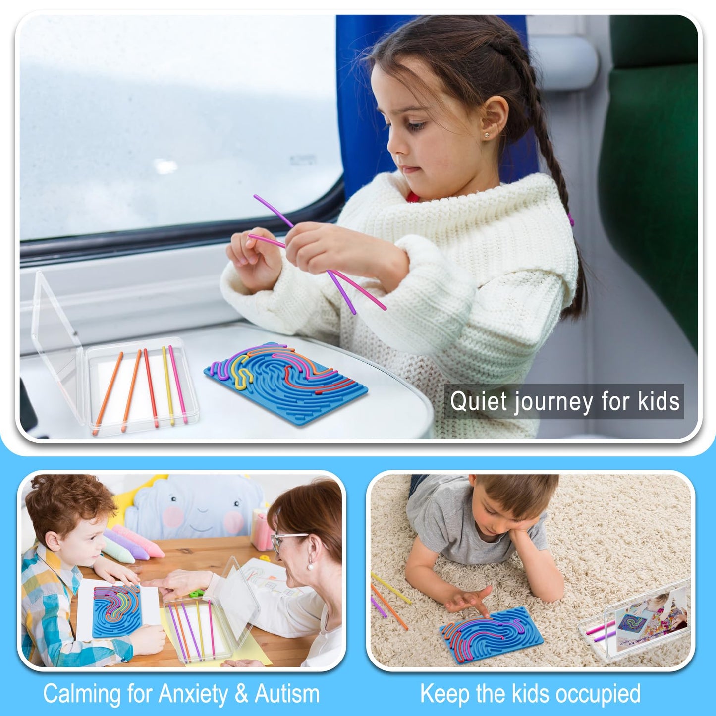 Sensory Fidget Toys For Kids Toddler Boys,Sensory Activity Board For Stress Anxiety Autistic Adhd, Calm Down Travel Airplane Ess