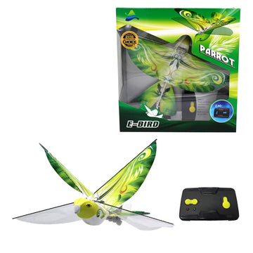 Mukikim Ebird Green Parrot - Flying Rc Bird Drone Toy For Kids. Indoor/Outdoor Remote Control Bionic Flapping Wings Bird Helicop