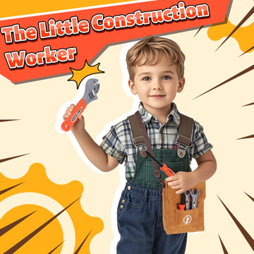 Kids Tool Set,MAGIC4U 26PCS Toddler Tool Set with Tool Bag,8 Tools Equipements,Pretend Play Construction Kits for Kids Age 3-6 Y