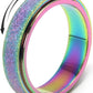 Mhwtty Anxiety Fidget Spinner Ring - Adults Rainbow Stainless Steel