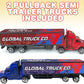 ArtCreativity Semi Truck Toys for Boys, Set of 2, Pull Back Truck Toys for Kids in Red & Blue, Trailer Trucks for Hours of Prete