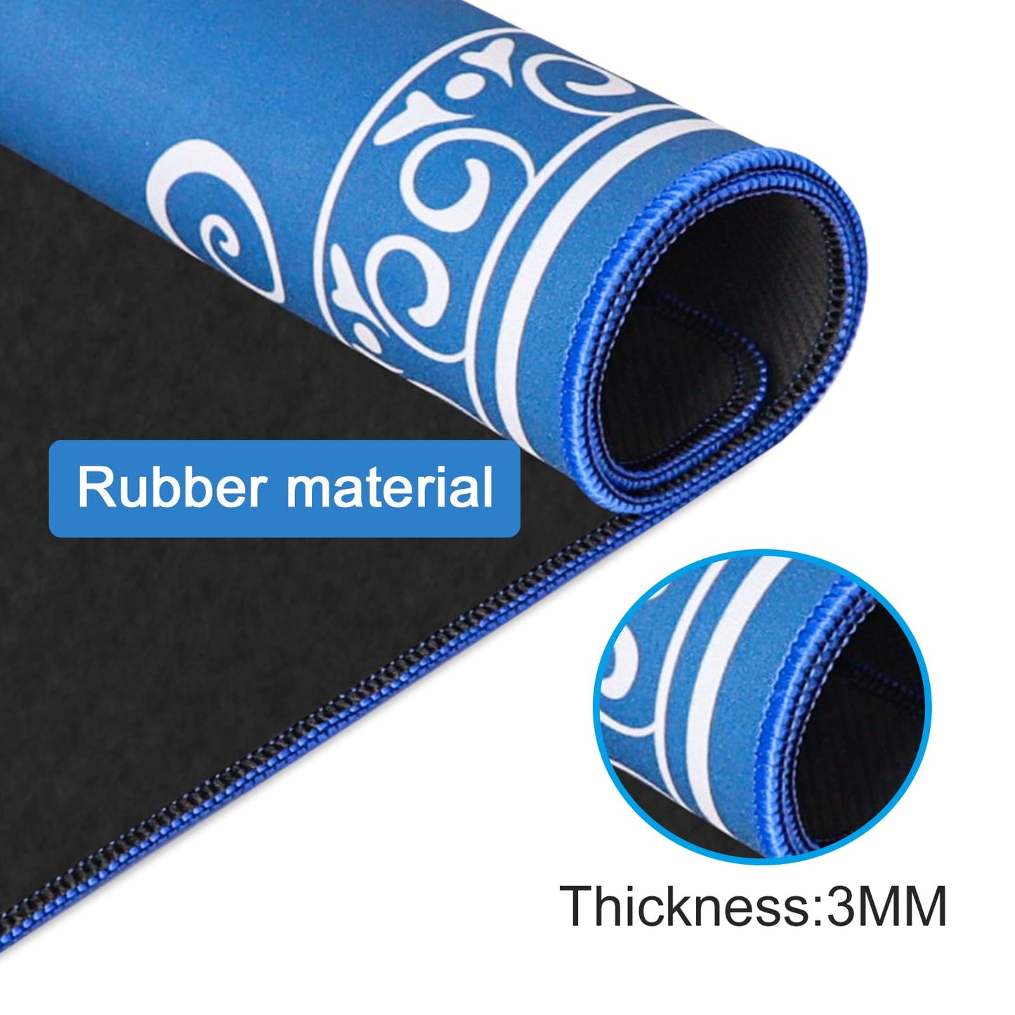 GUSTARIA Mahjong Mat - 31.5"x31.5" Blue Rubber Anti-Slip with 3 Dice & Carrying Bag for Board Games