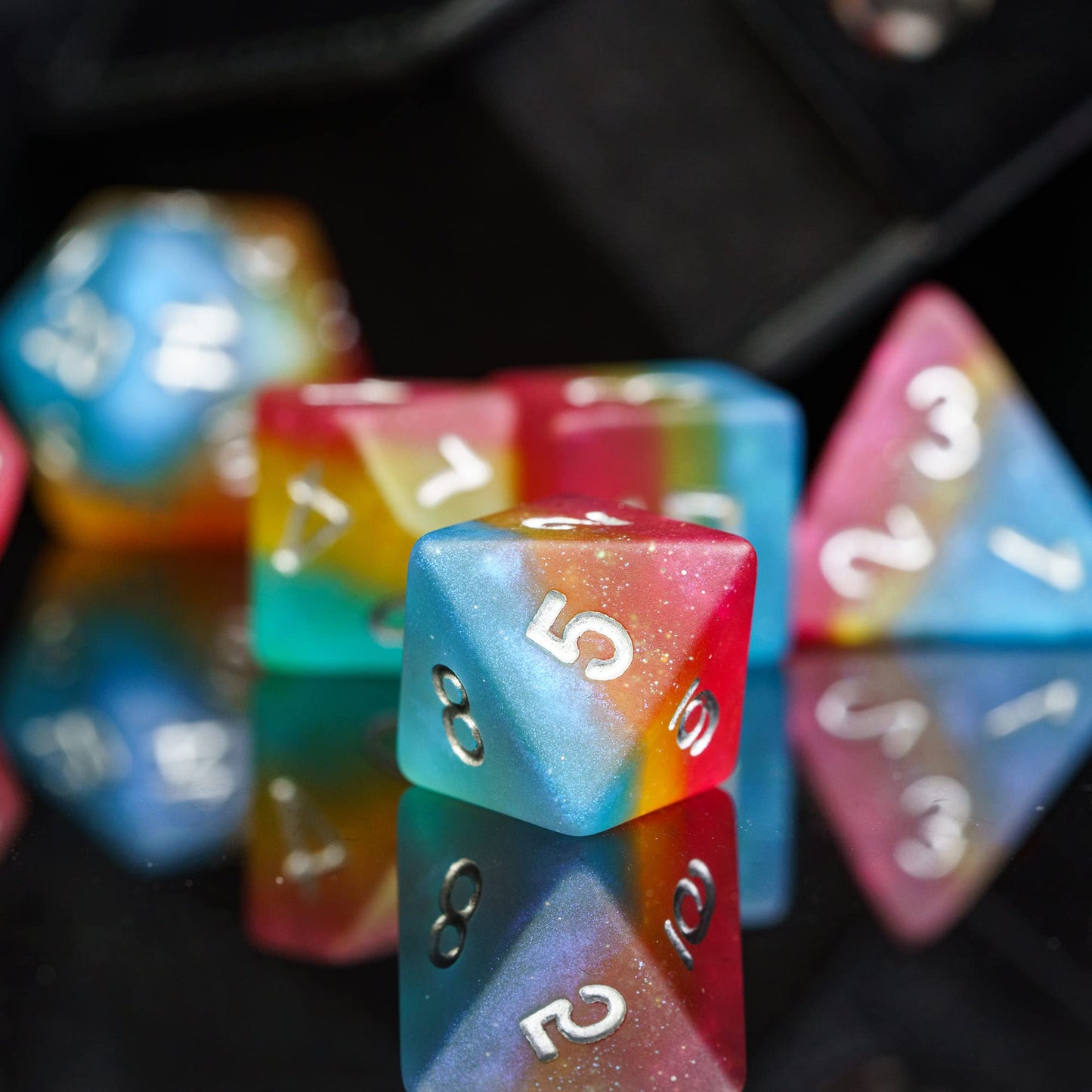HDdais 7PCS Pansexual-Pride Polyhedral Dice Set, Matte Resin D&D Dice for RPG Table Games
