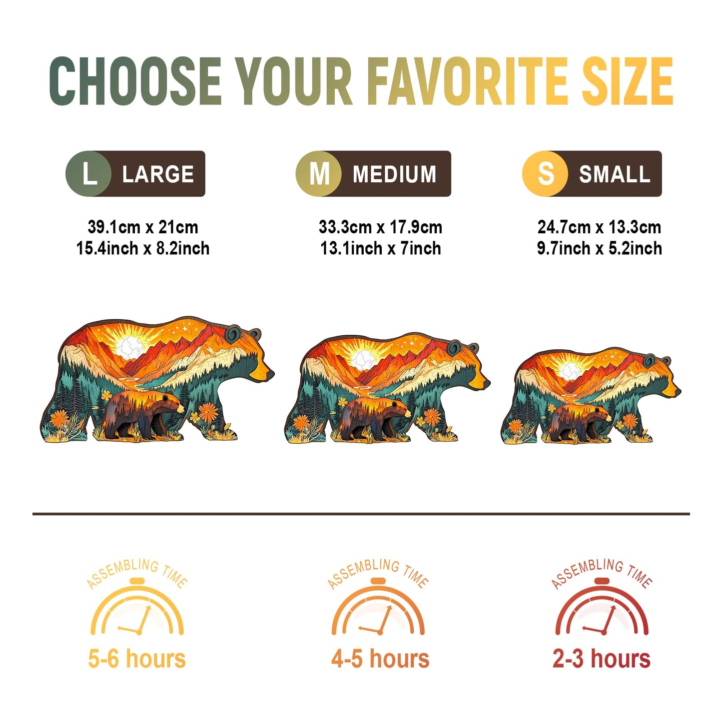 Wooden Puzzles for mature-themeds - Bears in The Forest Wooden Jigsaw Puzzle  Unique Animal Shaped Wood Puzzles mature-themed  Christmas Birthday Gifts for Friends/Family  Home Decor 9.7 * 5.2in 80pcs