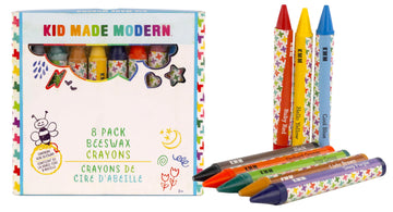 Kid Made Modern Beeswax Crayons For Toddlers & Kids (8 Pieces) - Coloring Non Toxic Crayons With Case (Ages 3+)