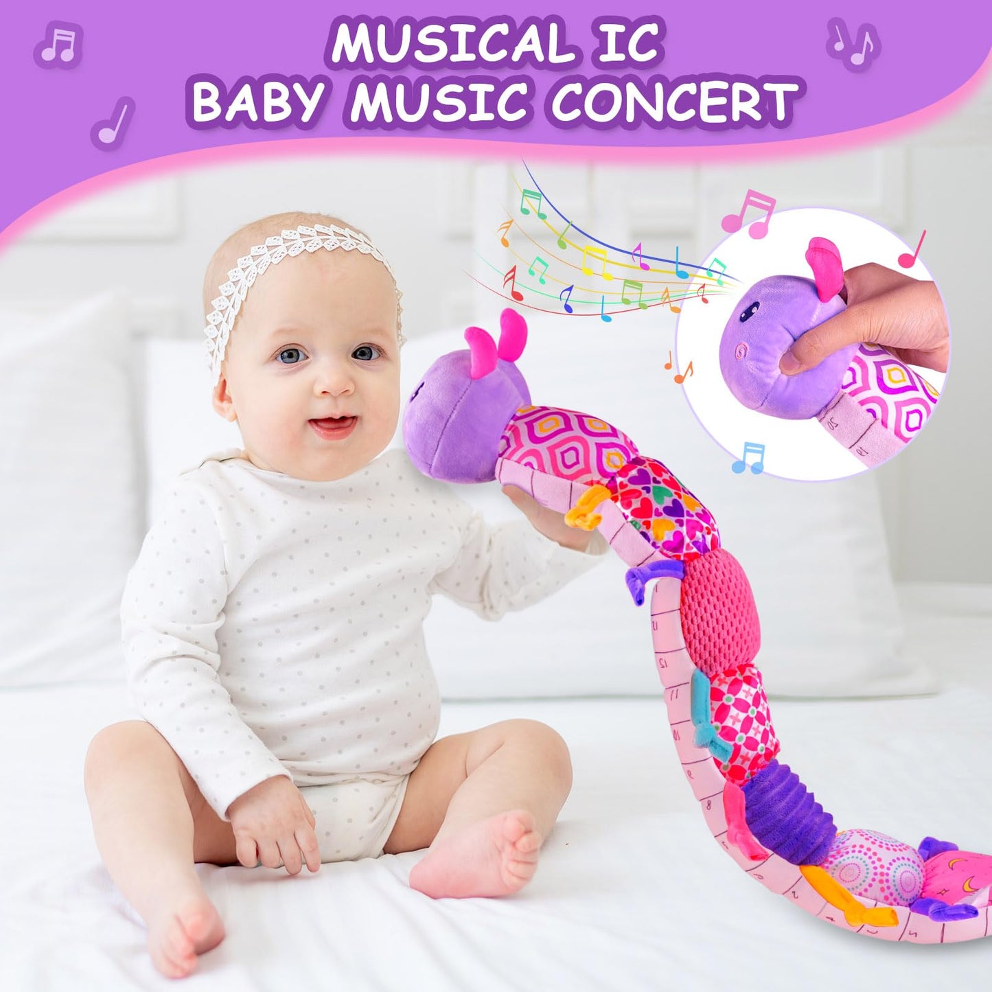 Baby Girl Toys 0-6 Months, Baby Soft Stuffed Animal Toys With Multi Textures,Rattle,Crinkle,Baby Girl Gift, Baby Girl Toys 6 To