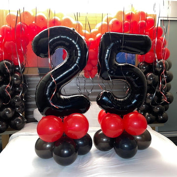 40 Inch Black 25 Number Balloons Giant Jumbo Huge 25 Or 52 Foil Mylar Helium Number Digital Balloons Black Birthday Mylar Digita