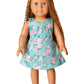Girl & Doll Matching Dresses Floral Clothes Sleeveless Summer Swing Dress 3T 4T Green Flower