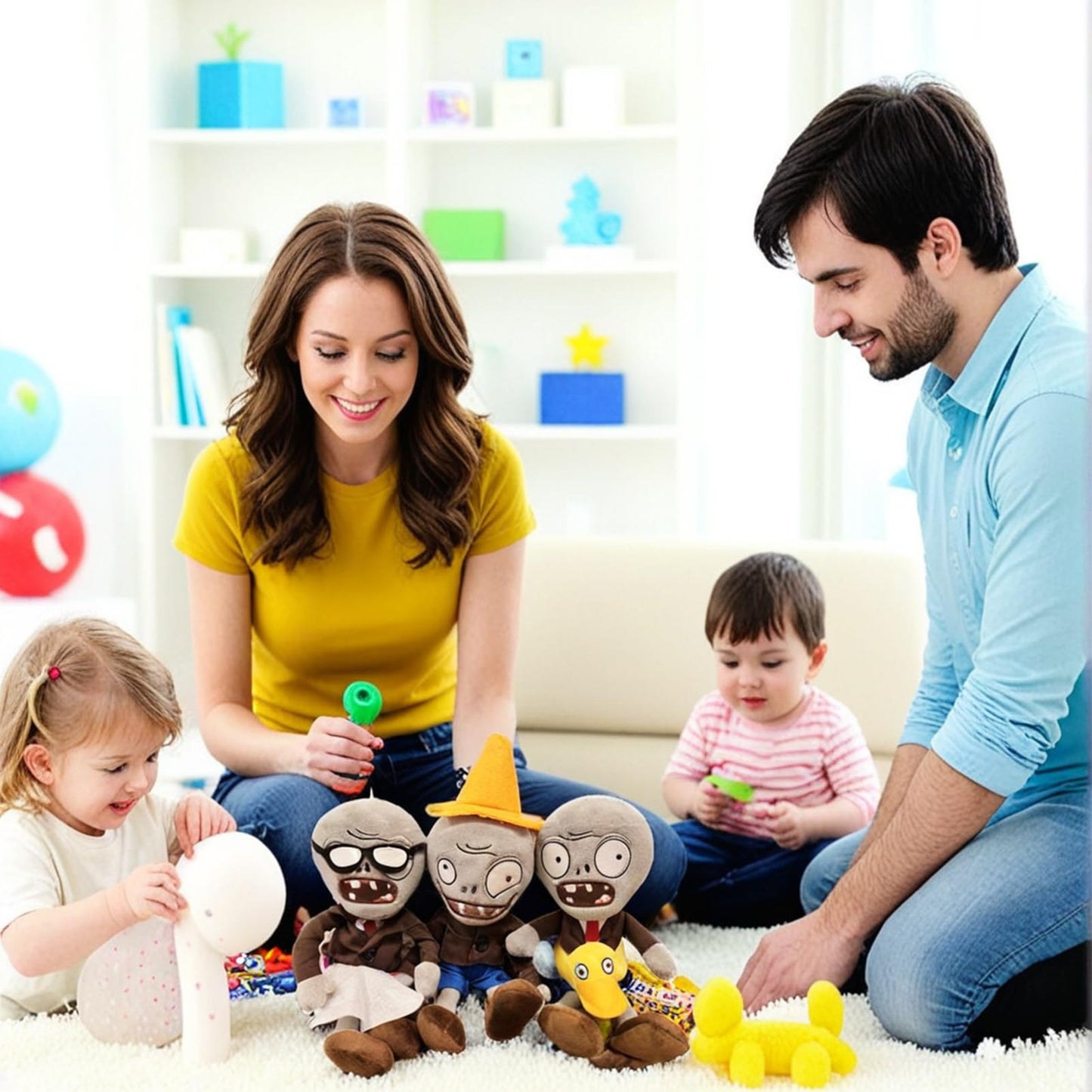 Dharnsty Plants vs Zombies Plush 3-Pack: Soft Figure Dolls  Ducky & Conehead Zombies for Birthday  Party  Halloween & Christmas