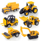 Blooming Lilies 6 Pack Diecast Construction Vehicle Toy Set, Mini Plastic Models for Boys & Girls, Yellow, Ages 1-7, Birthday Party Favors