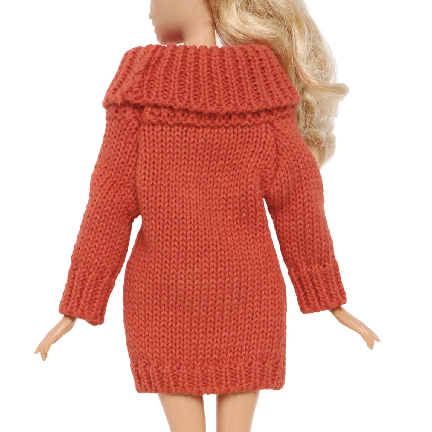 Bjdbus Winter Turtleneck Sweater Clothes For 11.5 Inch Girl Doll Accessories (Red Orange)