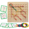 Kizh Wooden Geoboard Math Manipulative Material Graphical Geo Board Montessori Educational Toys Array Block Pattern Cards and Rubber Bands STEM Puzzle Matrix 8x8 Brain Teaser Toys
