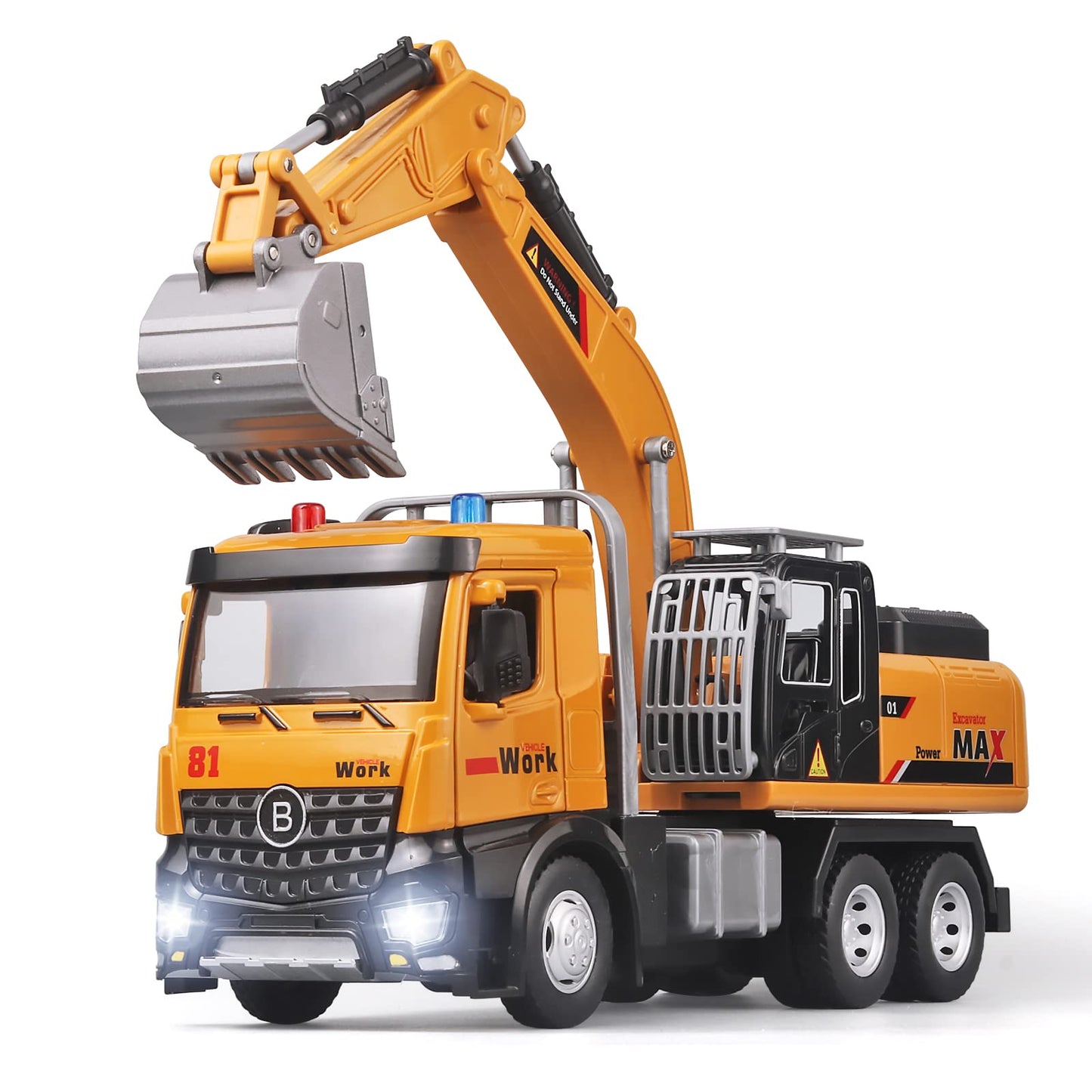 Oanmyjjo Children Excavator Toy Metal Diecast Excavator ModelWith Simulated Sound And Lightdigger ToysExcavator Toys For Boys 3-