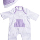 Jc Toys | Berenguer Boutique | La Baby Doll Outfit | 2 Piece Purple Striped Onesie|Washable| Ages 2+ | Fits Dolls 9'- 12'