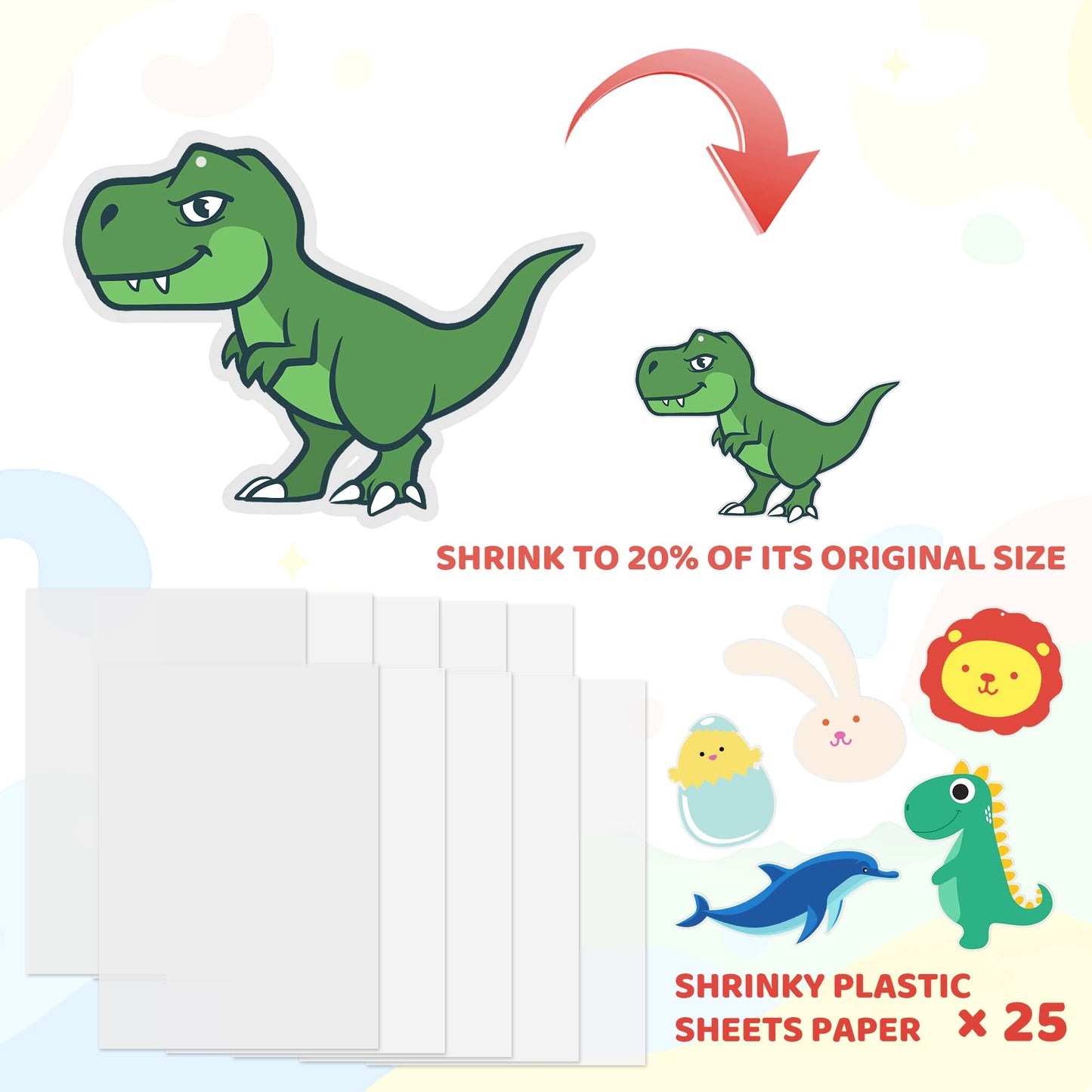 160 Pieces Shrink Paper Kit Shrink Art Kit Including 25 Pieces Shrink Plastic Sheets, 135 Pieces Keychain And Jewelry Accessorie