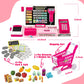 Kids Cash Register Toy with Shopping Cart Toddler Pretend Play Store Cashier Register for Kids with Music / Real Calculator / Sc