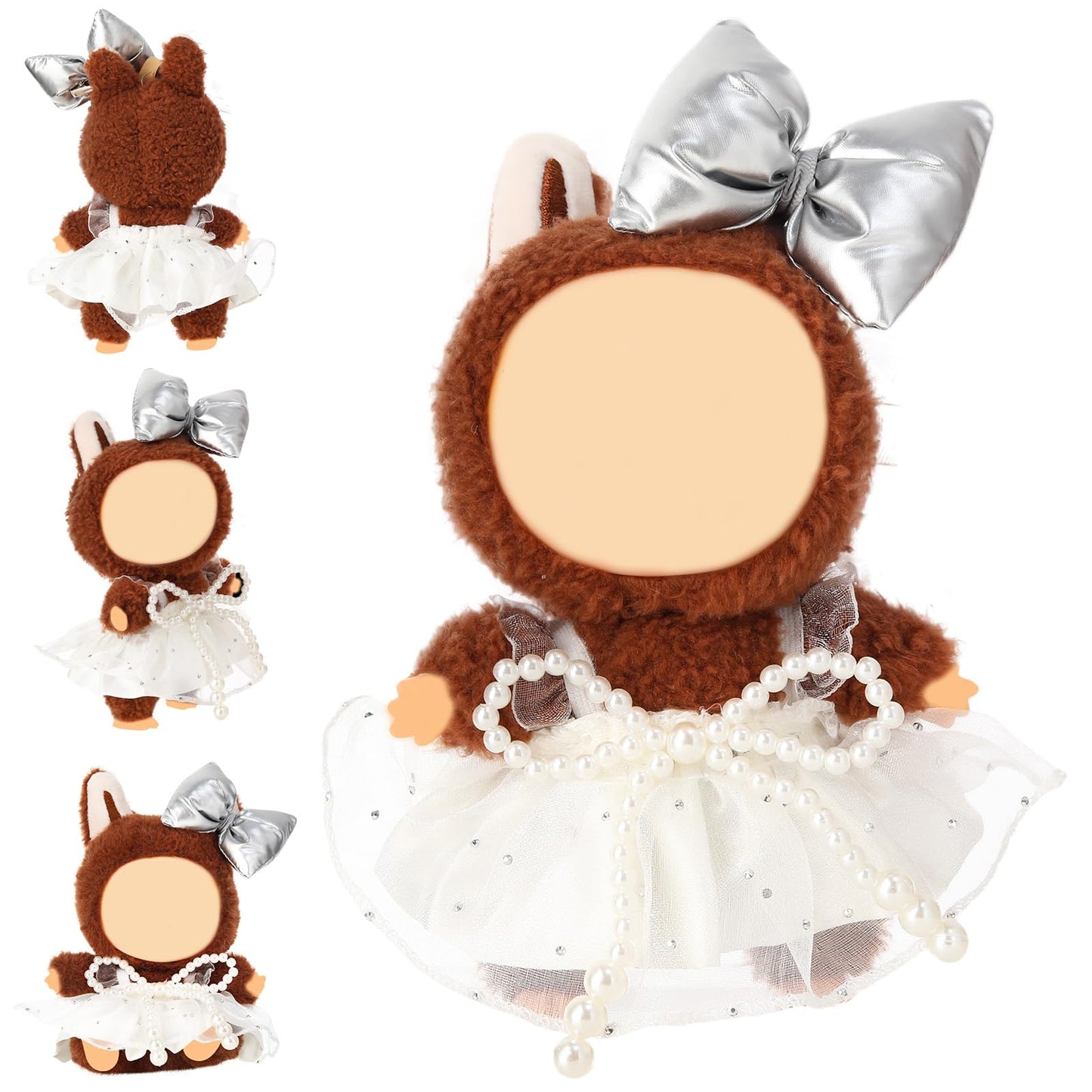 Clothes for 15-17cm Doll  Skirt Set for Dolls  1 Piece Skirt Outfit enhanced Fashion Cute Dress for 15-17cm Dolls Accessories (NO Doll) (Silver Bow Suit)