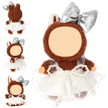 Clothes for 15-17cm Doll  Skirt Set for Dolls  1 Piece Skirt Outfit enhanced Fashion Cute Dress for 15-17cm Dolls Accessories (NO Doll) (Silver Bow Suit)