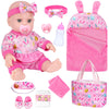 Zqdoll 12 Baby Doll, Bunny Theme Clothes And Sleeping Bag, Realistic Baby Dolls Accessories Set Girl Easter Gift Toy Stuff Pacif