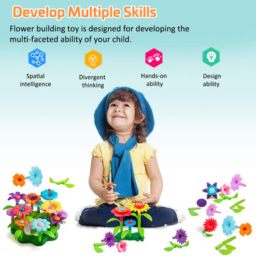 Byserten Gifts For 3-6 Year Old Girls Flower Garden Building Set 98 Pcs Arts And Crafts For Girls 11 Colors Birthday Gifts Christmas