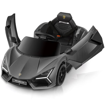 Elemara Lamborghini Car For Kids To Drive With Scissor Doors,Kids Car With Parent Remote,12V Electric Cars For Toddlers With Bluetooth,Led Light,Mp3 Player And Wide Seat(Silver Gary)