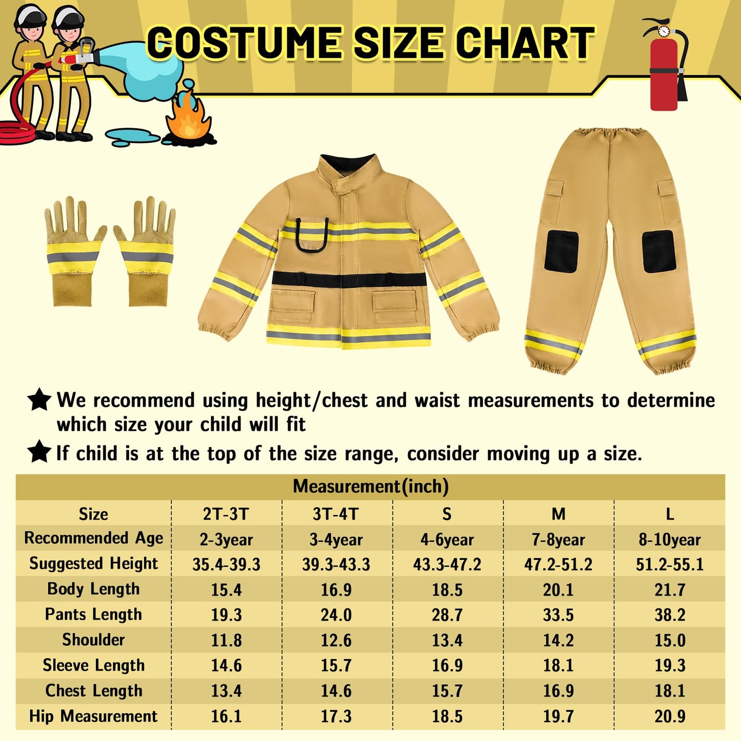 Deao Fireman Costume For Kids Firefighter Dress-Up Toy Set With Accessories Halloween Costumes Pretend Play Toy Gift For Boy