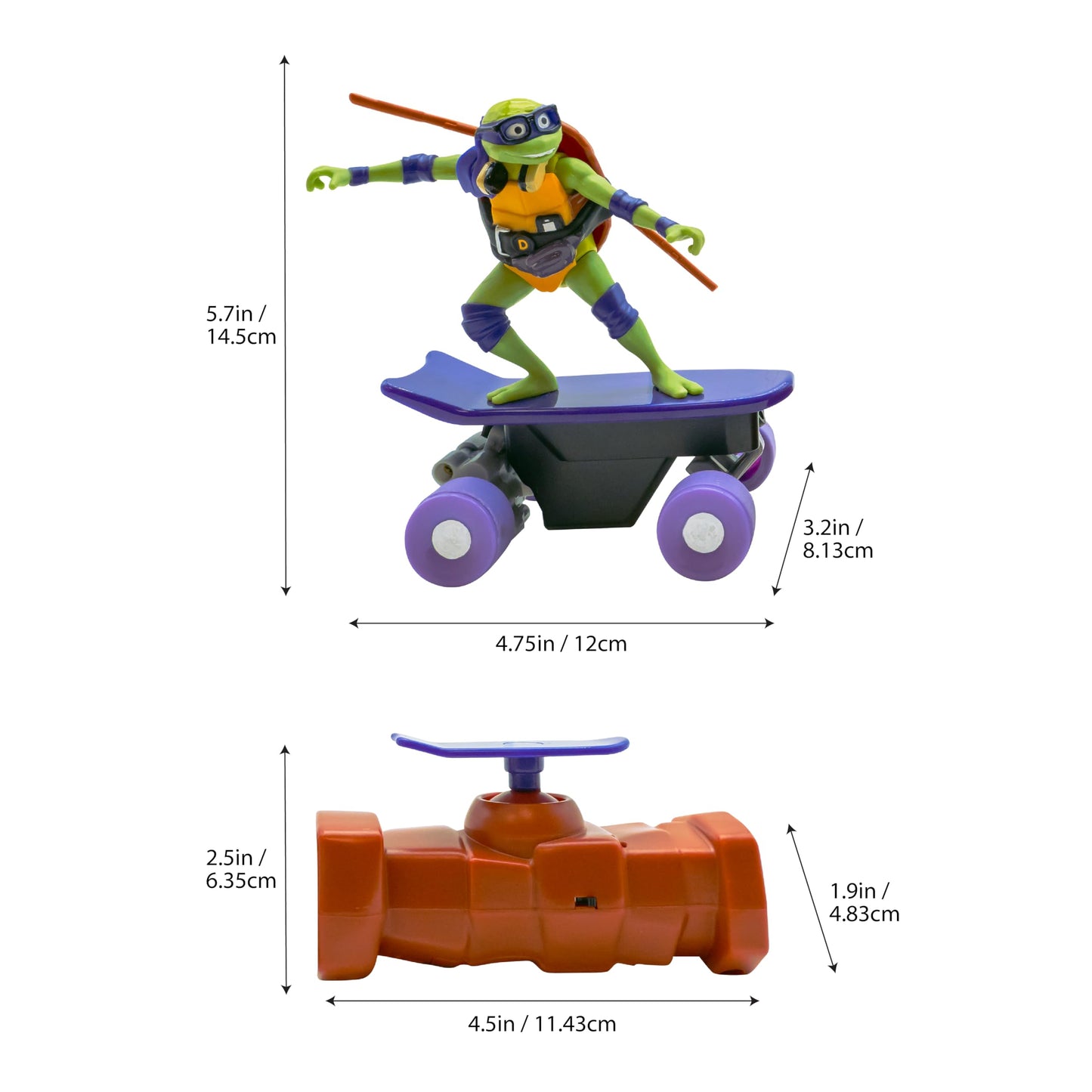 Teenage Mutant Ninja Turtles Donatello RC Skate Vehicle, Remote Control Toy for Kids, Ages 3+, Model 71036, Plastic, Green