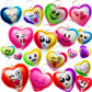 Roaqua 30 Packs Bulk Heart Expression Mini Pop Fidget Key Chain