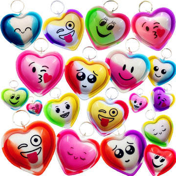 Roaqua 30 Packs Bulk Heart Expression Mini Pop Fidget Key Chain