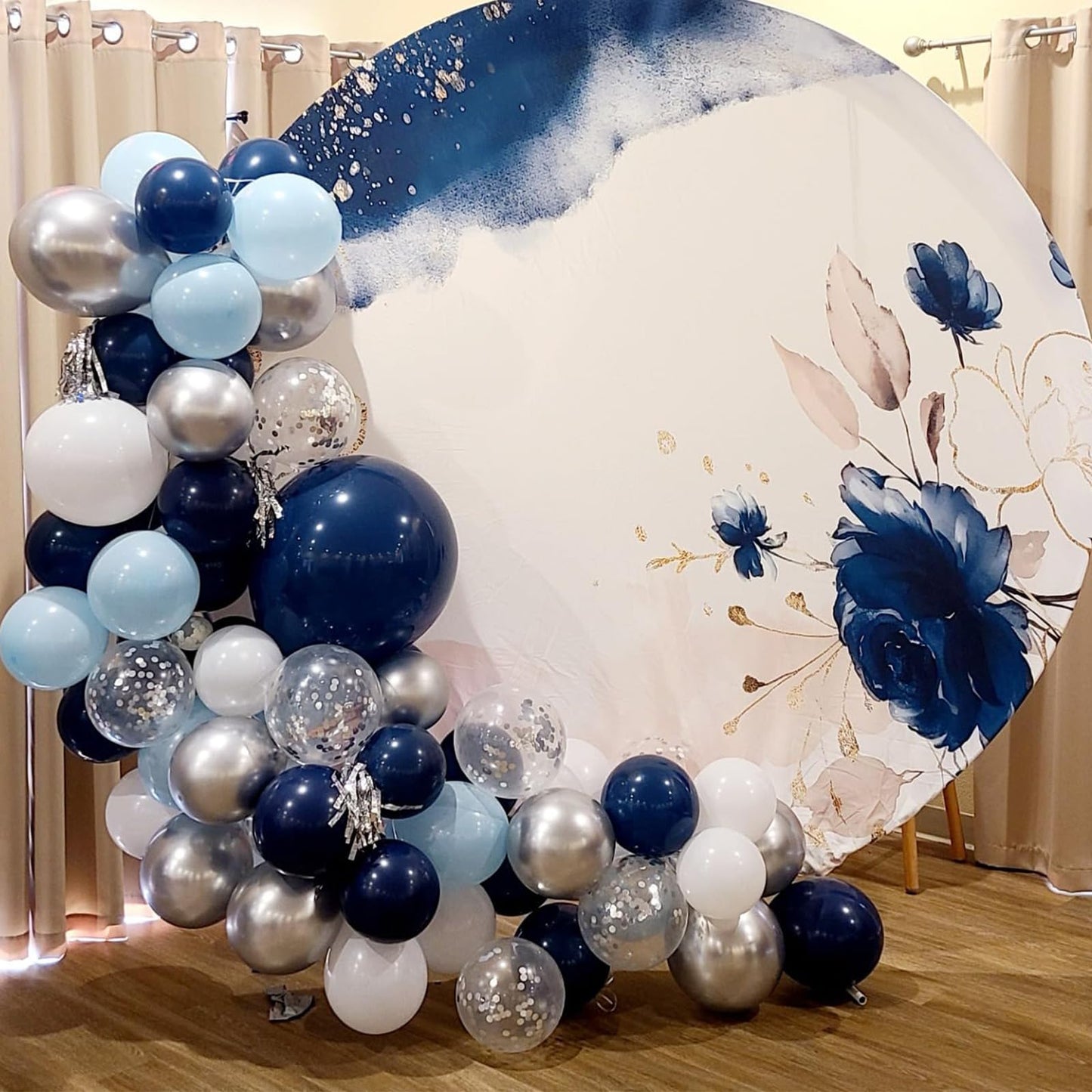 Blue Silver Balloons Set, 12 Inch Blue And Silver Balloons Dark Blue Party Balloons Metallic Blue Silver Latex Balloons Baby Blu